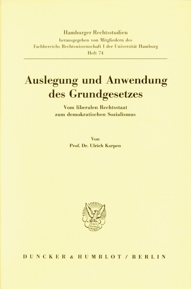 Auslegung und Anwendung des Grundgesetzes. main product photo
