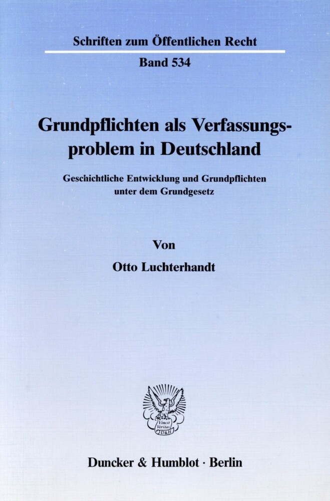 Grundpflichten als Verfassungsproblem in Deutschland. main product photo