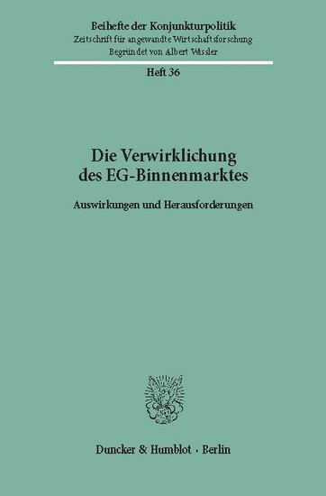 Die Verwirklichung des EG-Binnenmarktes. main product photo