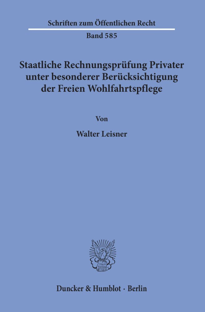 Staatliche Rechnungsprüfung Privater, unter besonderer Berücksichtigung der Freien Wohlfahrtspflege. main product photo