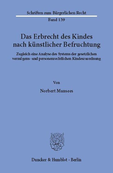 Das Erbrecht des Kindes nach künstlicher Befruchtung. main product photo