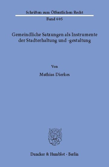 Gemeindliche Satzungen als Instrumente der Stadterhaltung und -gestaltung. main product photo