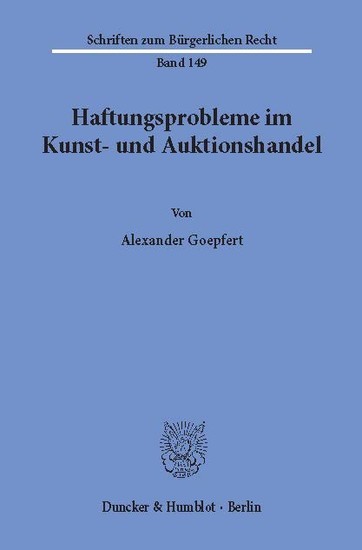 Haftungsprobleme im Kunst- und Auktionshandel. main product photo