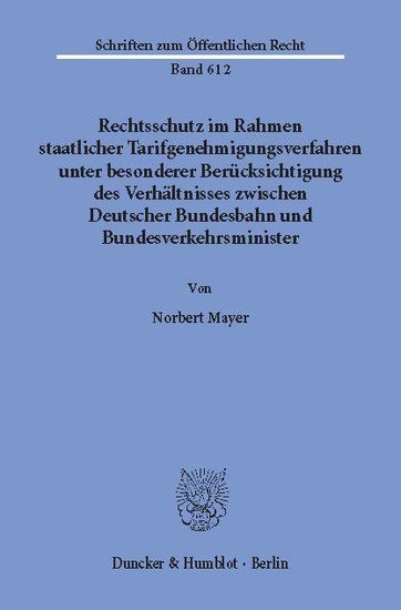 Rechtsschutz im Rahmen staatlicher Tarifgenehmigungsverfahren, main product photo