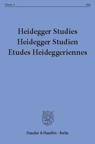 Heidegger Studies / Heidegger Studien / Etudes Heideggeriennes. main product photo