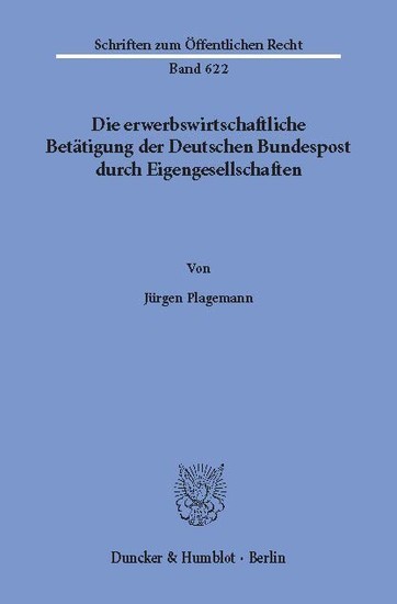 Die erwerbswirtschaftliche Betätigung der Deutschen Bundespost durch Eigengesellschaften. main product photo