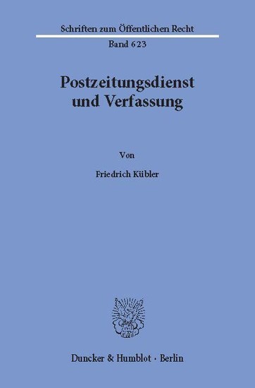 Postzeitungsdienst und Verfassung. main product photo