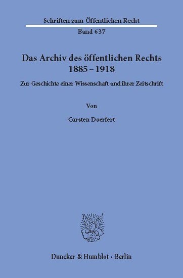 Das Archiv des öffentlichen Rechts 1885 - 1918. main product photo