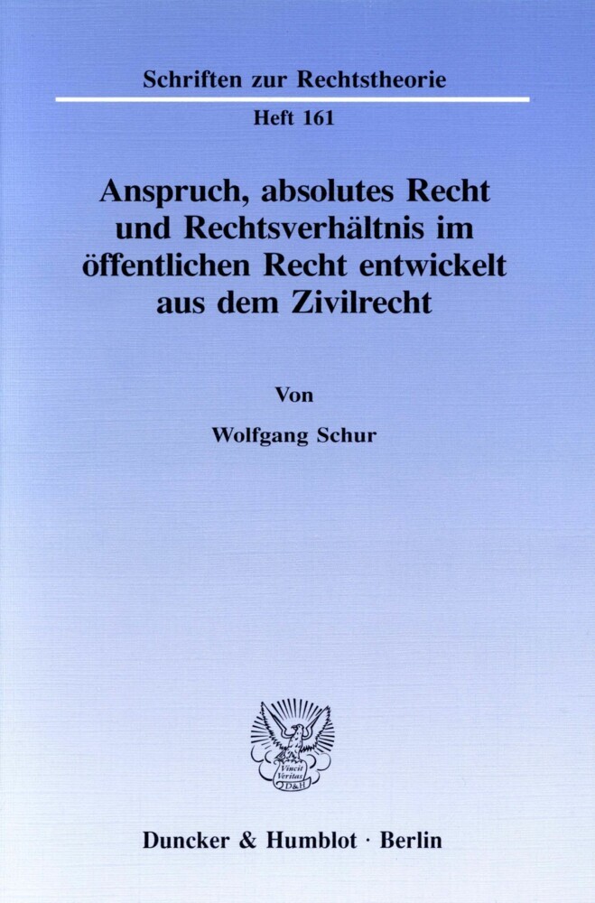 Anspruch, absolutes Recht und Rechtsverhältnis im öffentlichen Recht entwickelt aus dem Zivilrecht. main product photo