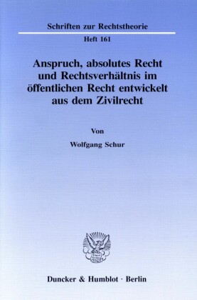 Anspruch, absolutes Recht und Rechtsverhältnis im öffentlichen Recht entwickelt aus dem Zivilrecht.