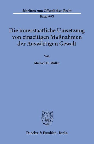 Die innerstaatliche Umsetzung von einseitigen Maßnahmen der Auswärtigen Gewalt. main product photo