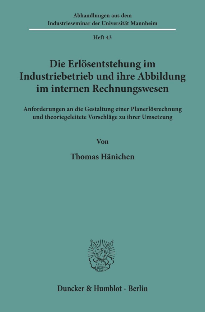 Die Erlösentstehung im Industriebetrieb und ihre Abbildung im internen Rechnungswesen. main product photo