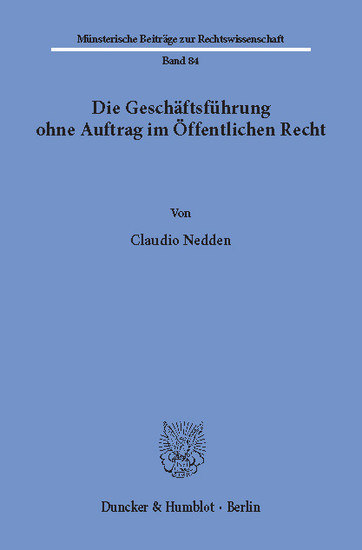 Die Geschäftsführung ohne Auftrag im Öffentlichen Recht. main product photo