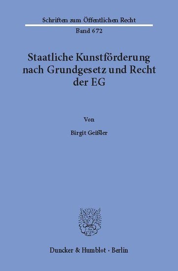 Staatliche Kunstförderung nach Grundgesetz und Recht der EG. main product photo