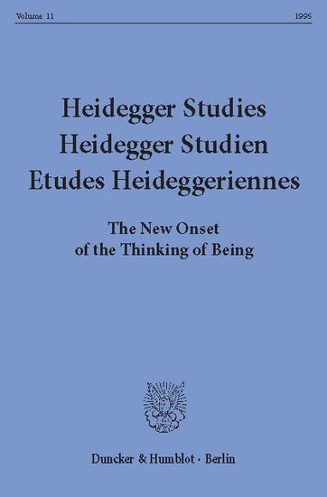 Heidegger Studies / Heidegger Studien / Etudes Heideggeriennes. main product photo