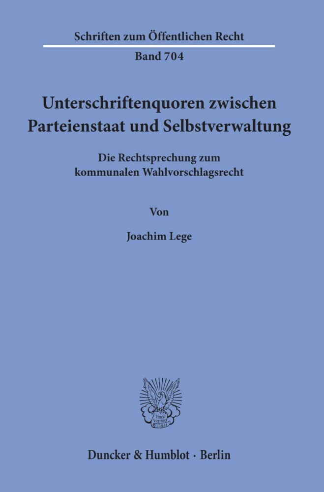 Unterschriftenquoren zwischen Parteienstaat und Selbstverwaltung. main product photo