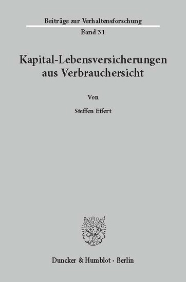 Kapital-Lebensversicherungen aus Verbrauchersicht. main product photo