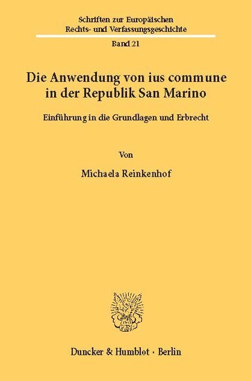 Die Anwendung von ius commune in der Republik San Marino. main product photo