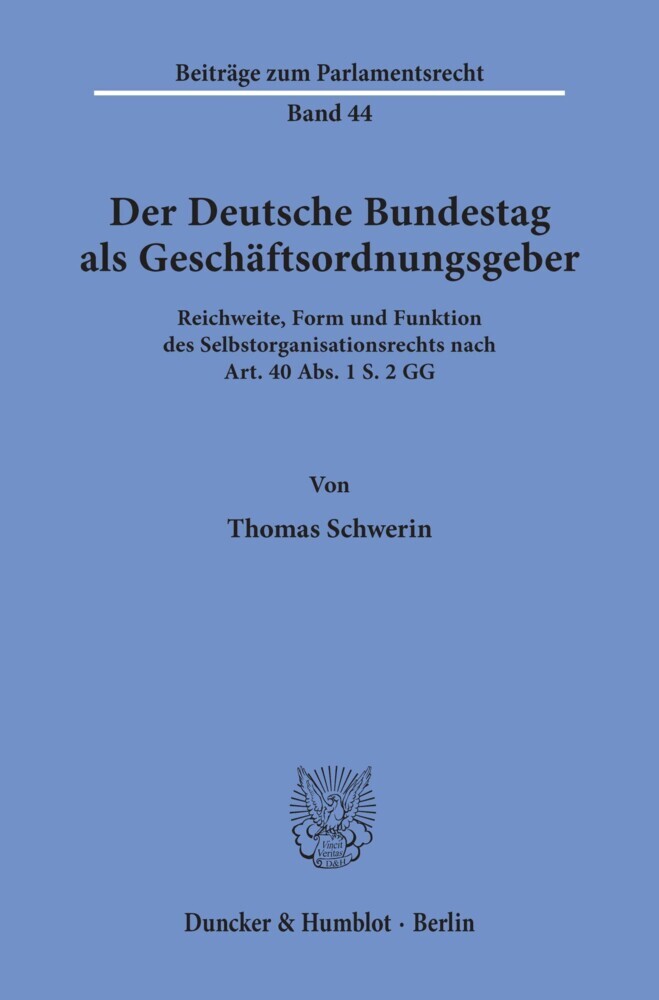 Der Deutsche Bundestag als Geschäftsordnungsgeber. main product photo