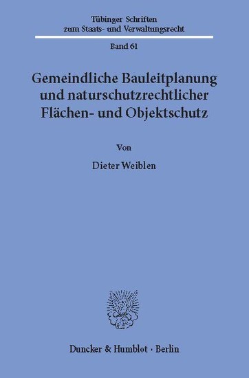 Gemeindliche Bauleitplanung und naturschutzrechtlicher Flächen- und Objektschutz. main product photo