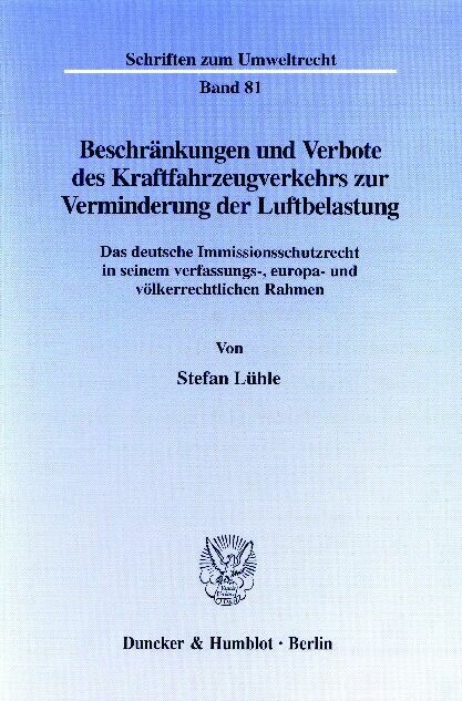Beschränkungen und Verbote des Kraftfahrzeugverkehrs zur Verminderung der Luftbelastung. main product photo