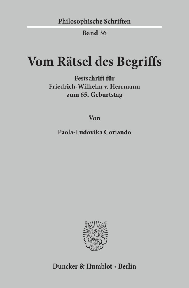 Vom Rätsel des Begriffs. main product photo
