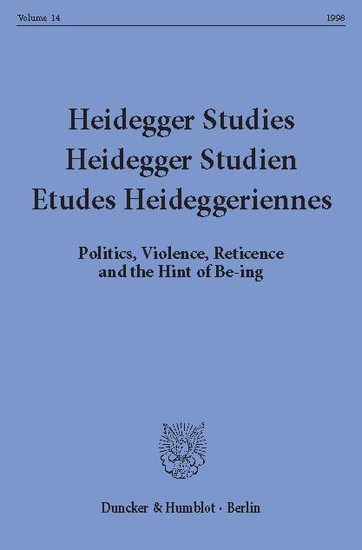 Heidegger Studies / Heidegger Studien / Etudes Heideggeriennes. main product photo