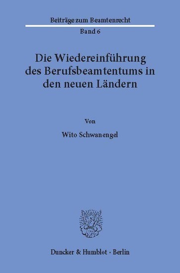 Die Wiedereinführung des Berufsbeamtentums in den neuen Ländern. main product photo