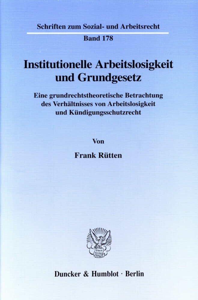 Institutionelle Arbeitslosigkeit und Grundgesetz. main product photo