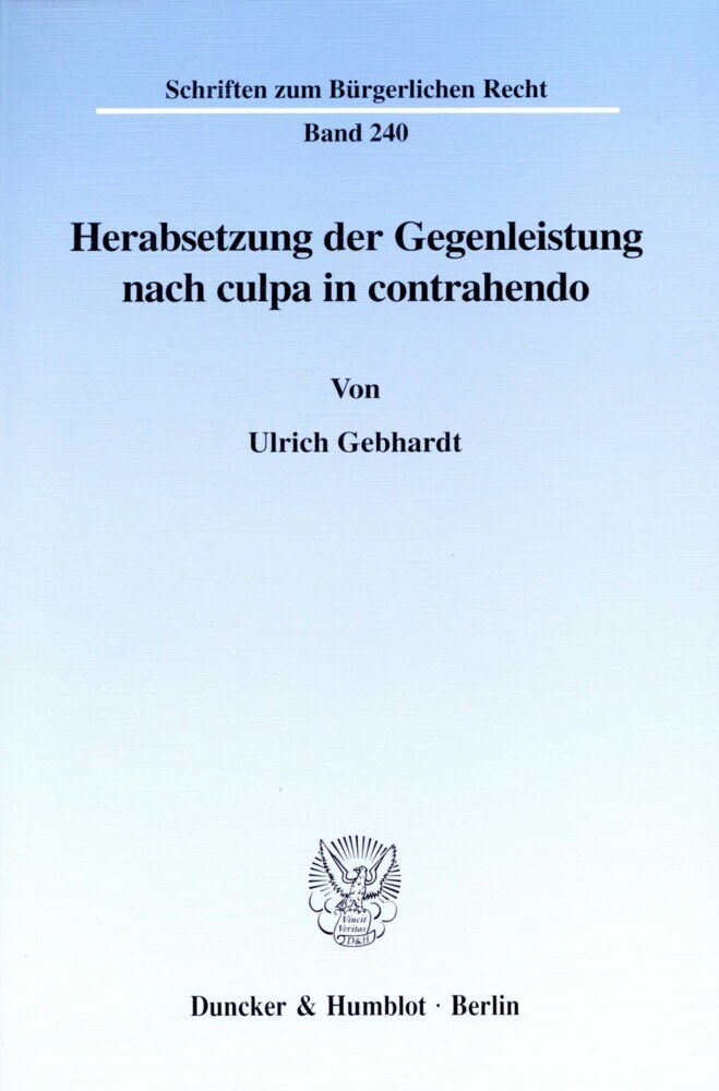 Herabsetzung der Gegenleistung nach culpa in contrahendo. main product photo