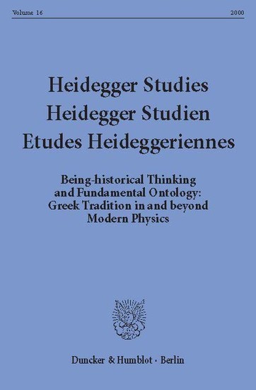 Heidegger Studies / Heidegger Studien / Etudes Heideggeriennes. main product photo