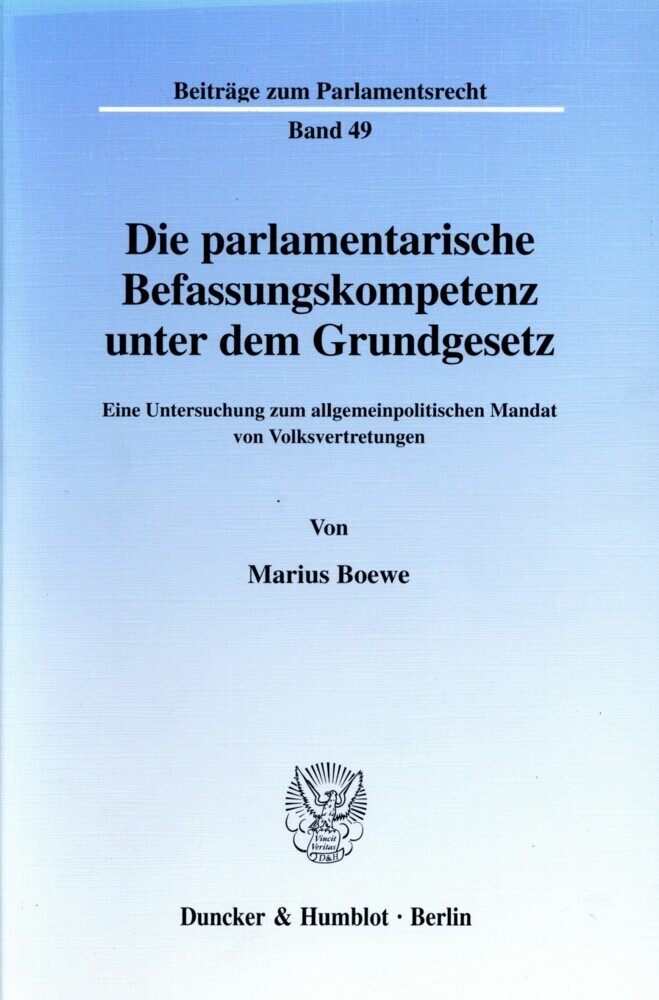 Die parlamentarische Befassungskompetenz unter dem Grundgesetz. main product photo