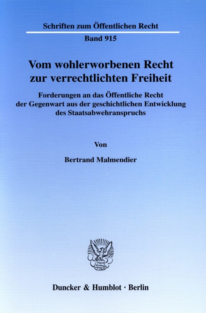 Vom wohlerworbenen Recht zur verrechtlichten Freiheit. main product photo