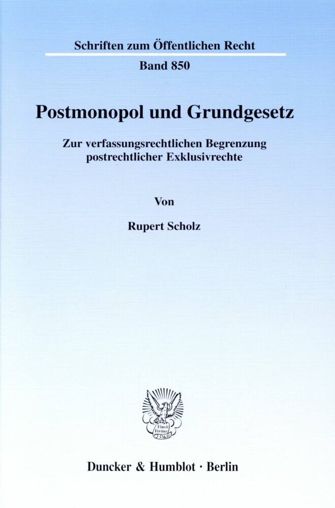 Postmonopol und Grundgesetz. main product photo