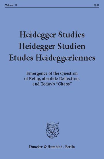 Heidegger Studies / Heidegger Studien / Etudes Heideggeriennes. main product photo