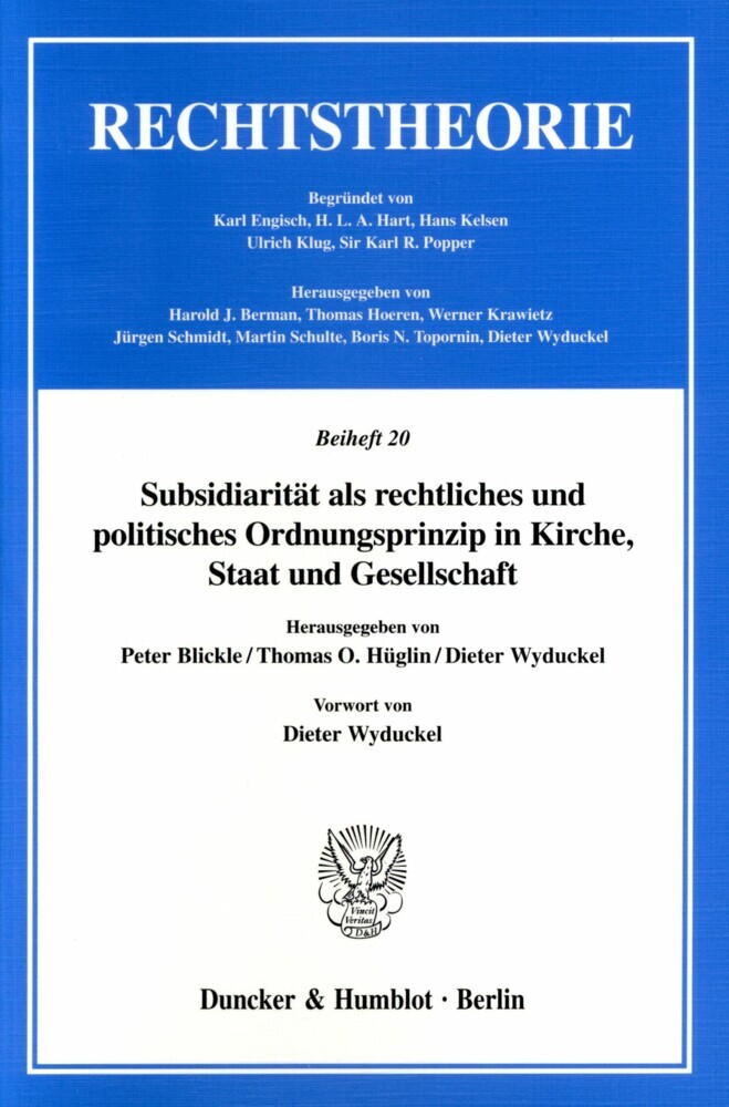 Subsidiarität als rechtliches und politisches Ordnungsprinzip in Kirche, Staat und Gesellschaft. main product photo