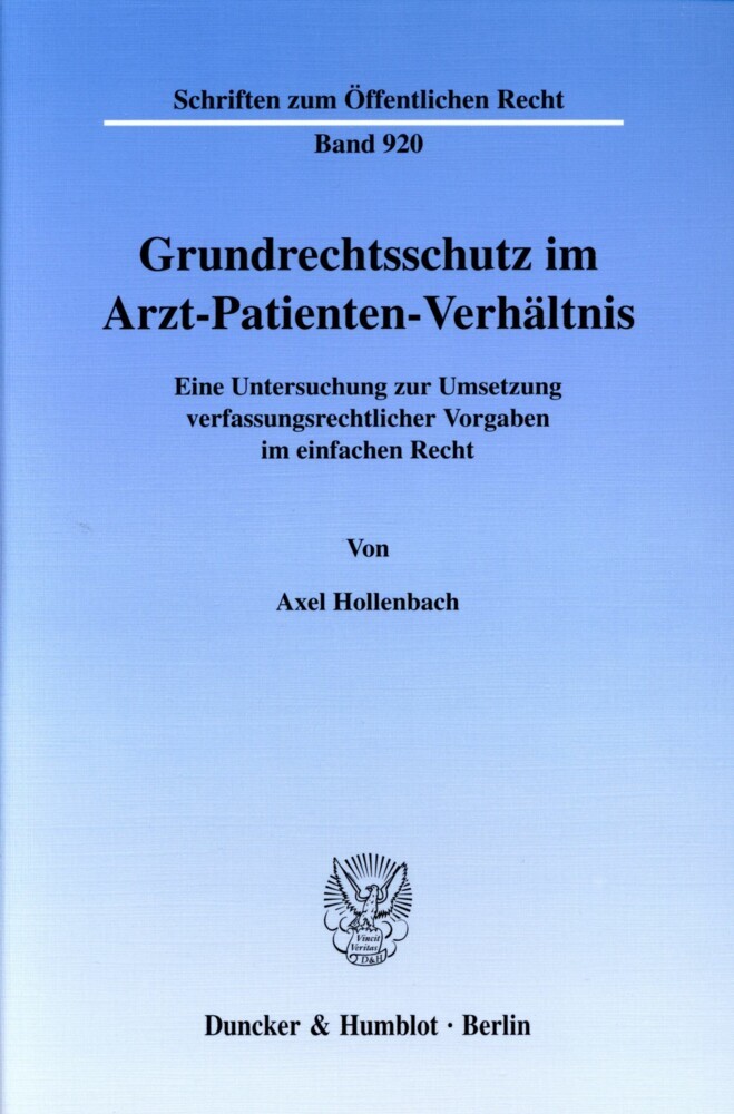 Grundrechtsschutz im Arzt-Patienten-Verhältnis. main product photo
