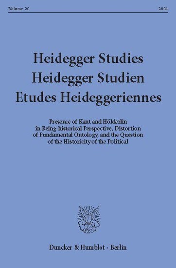 Heidegger Studies / Heidegger Studien / Etudes Heideggeriennes. main product photo