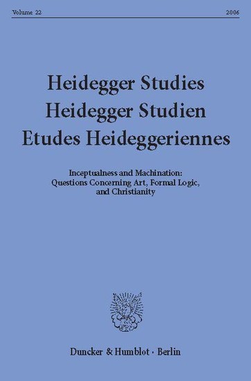 Heidegger Studies / Heidegger Studien / Etudes Heideggeriennes. main product photo