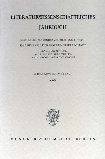 Literaturwissenschaftliches Jahrbuch. main product photo