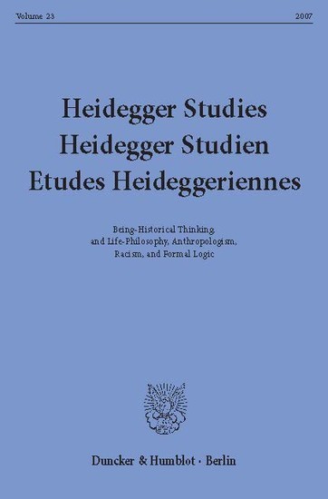 Heidegger Studies / Heidegger Studien / Etudes Heideggeriennes. main product photo