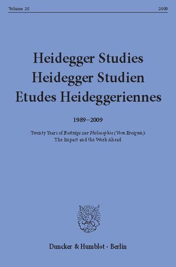 Heidegger Studies / Heidegger Studien / Etudes Heideggeriennes. main product photo