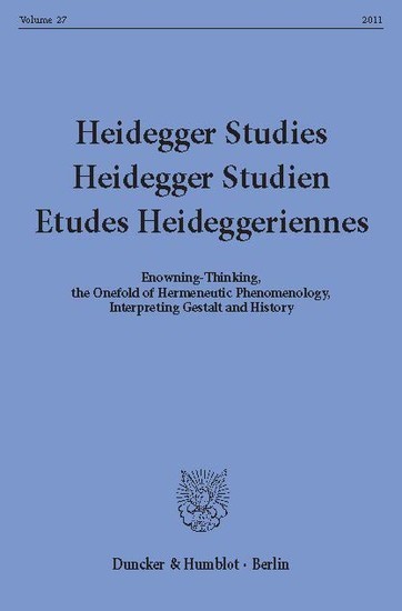 Heidegger Studies / Heidegger Studien / Etudes Heideggeriennes. main product photo