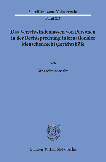 Das Verschwindenlassen von Personen in der Rechtsprechung internationaler Menschenrechtsgerichtshöfe. main product photo
