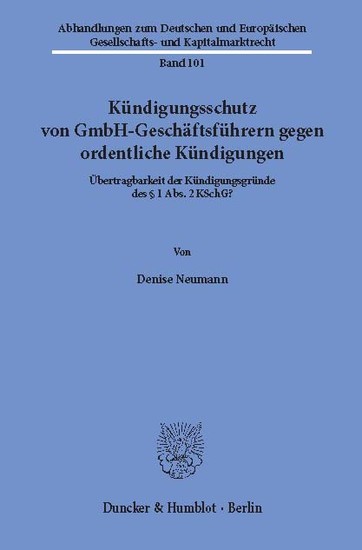Kündigungsschutz von GmbH-Geschäftsführern gegen ordentliche Kündigungen. main product photo