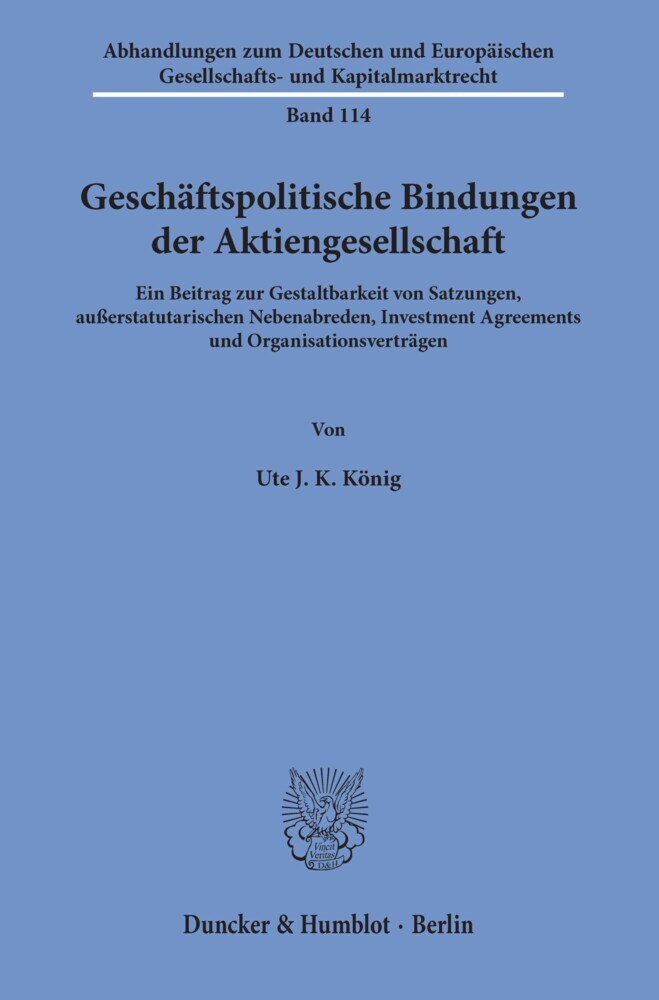 Geschäftspolitische Bindungen der Aktiengesellschaft. main product photo