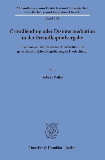 Crowdlending oder Disintermediation in der Fremdkapitalvergabe. main product photo