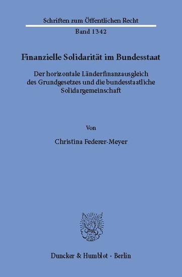 Finanzielle Solidarität im Bundesstaat. main product photo
