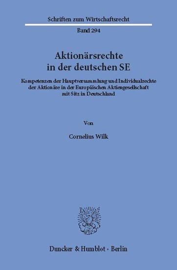 Aktionärsrechte in der deutschen SE. main product photo