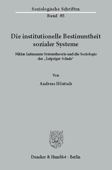 Die institutionelle Bestimmtheit sozialer Systeme. main product photo